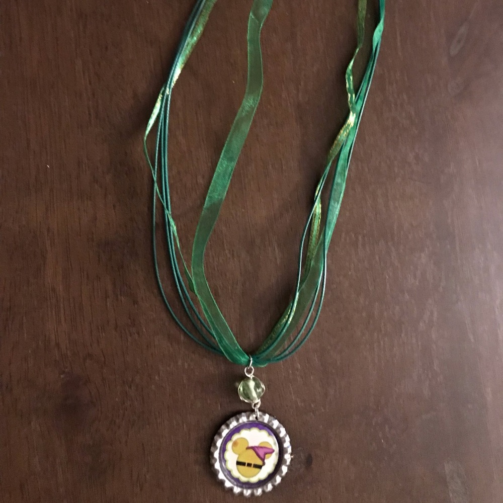 Awesome Mickey bottle-cap ribbon necklace